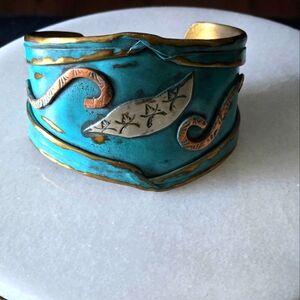 Lazaro Gutierrez Hand Crafted Patina Cuff Solid Brass, Copper, Sterling Silver